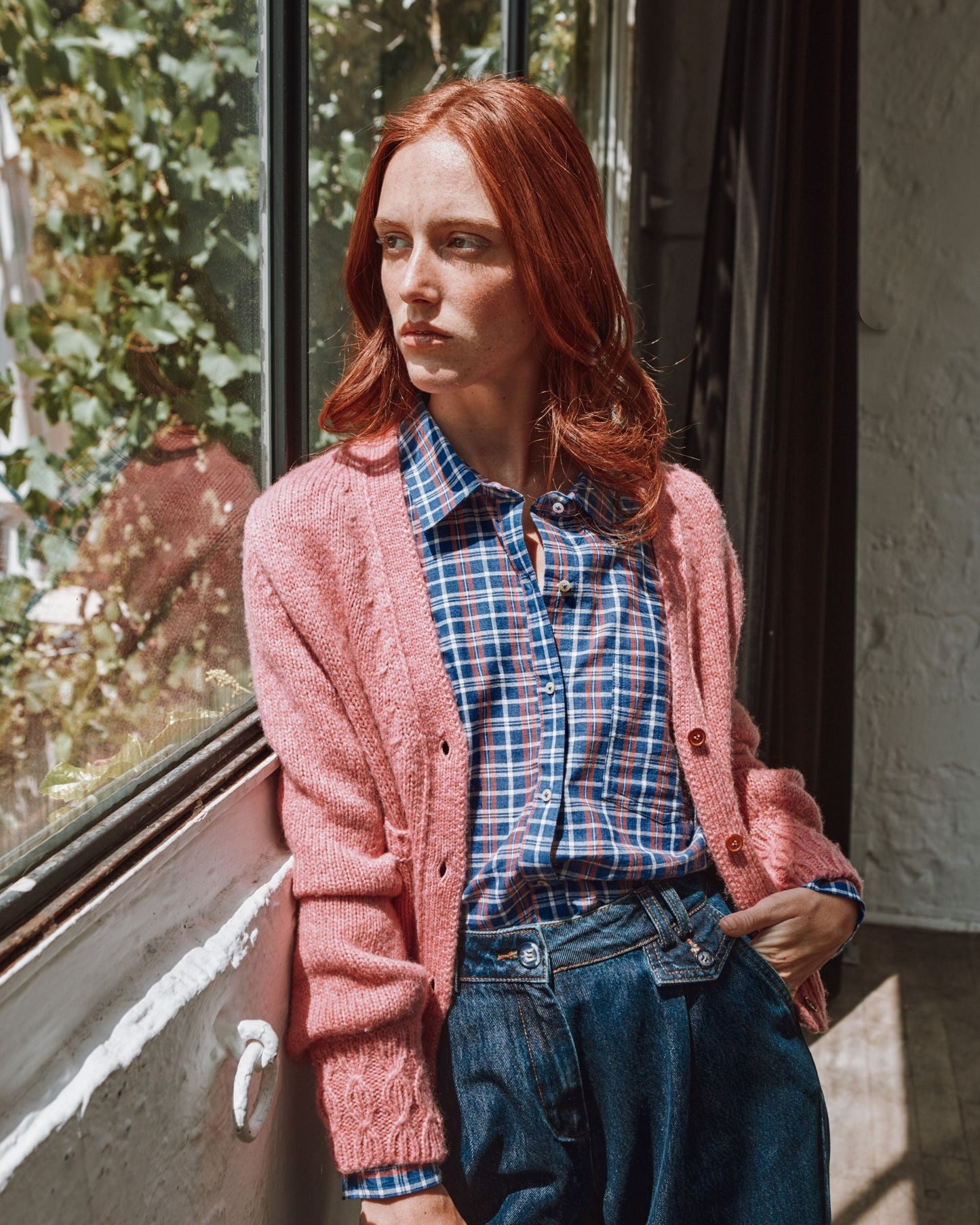 Chemise - Khadi à carreaux bleu et rouge