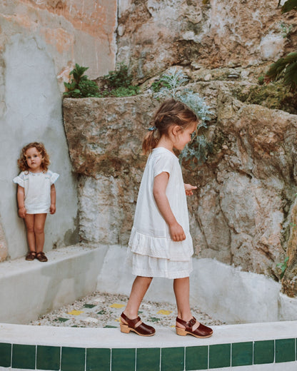 Robe voile de coton vintage écru