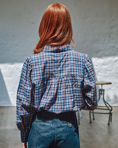 Chemise - Khadi à carreaux bleu et rouge