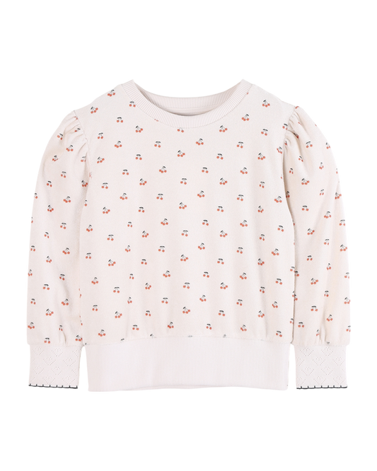 Sweat éponge écru cerises