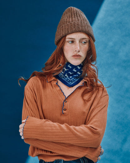 Polo pointelle modal caramel