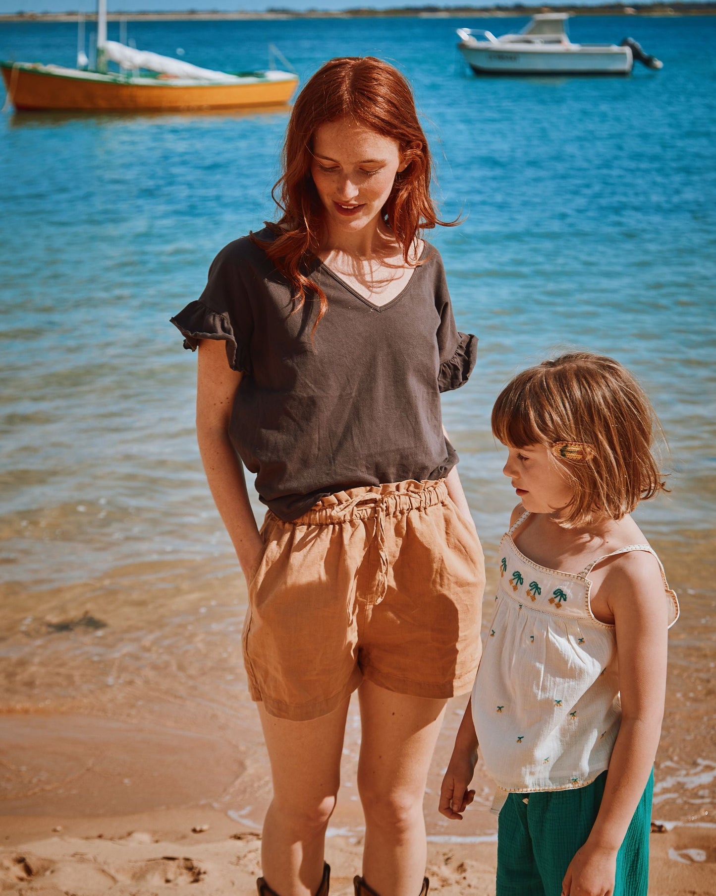 Short ample lin et coton miel
