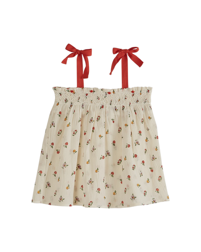 Top coton créponné poppy écru