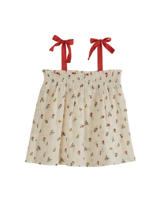Top coton créponné poppy écru