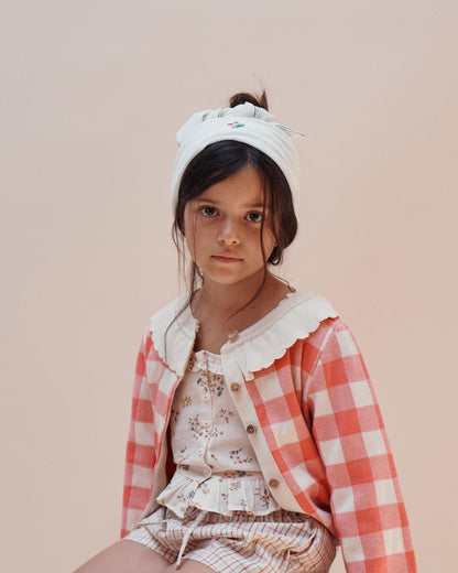Cardigan coton bio fille vichy rose
