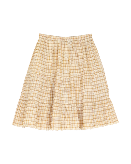 Jupe à étages à carreaux beige