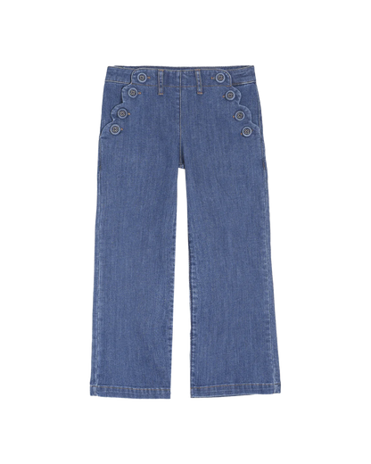 Pantalon à pont denim coton bio bleu