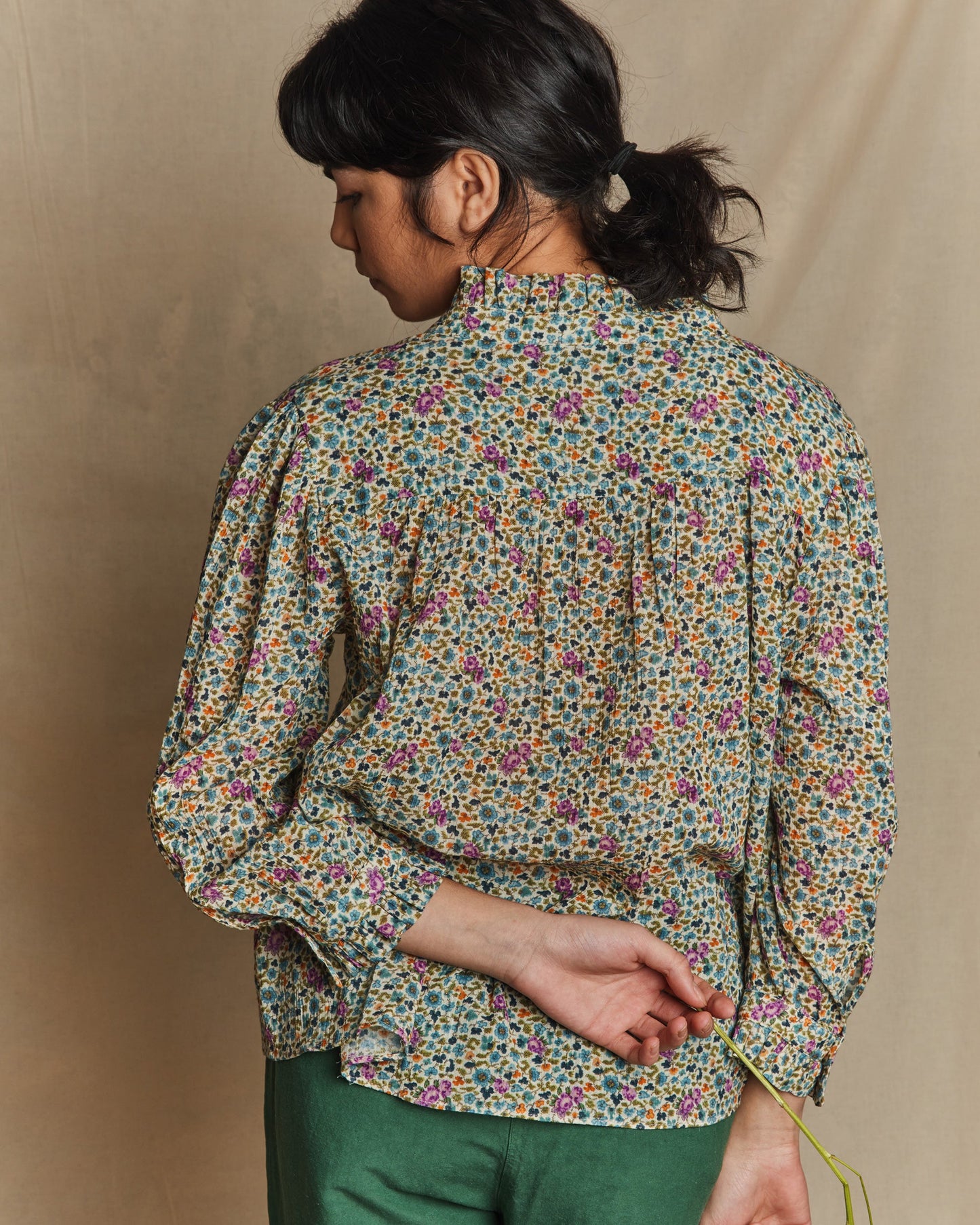 Blouse coton feuillette