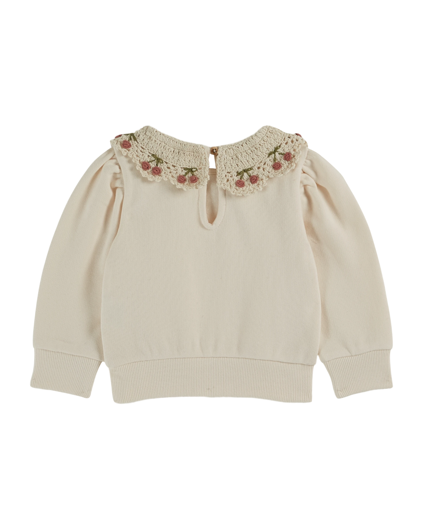 Sweat coton bio col brodé crème