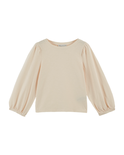 T-shirt flammé fille coton bio crème
