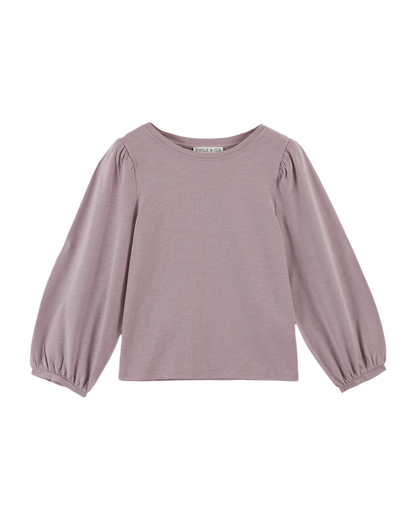 T-shirt flammé fille coton bio mauve