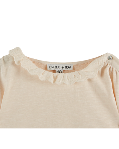 T-shirt brodé coton bio crème