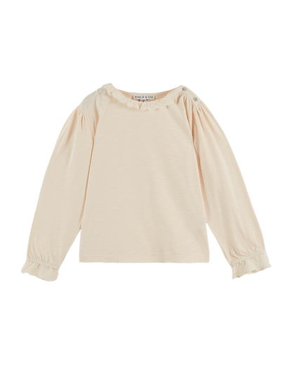 T-shirt brodé coton bio crème
