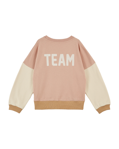 Sweat coton bio team tricolore poudre