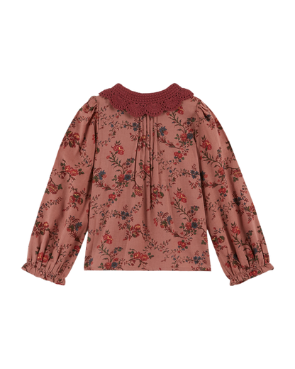 Blouse col crochet orchid rose
