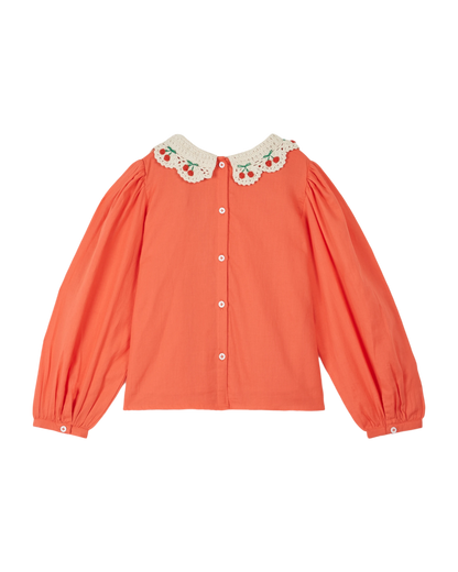 Blouse smockée col crochet pastèque