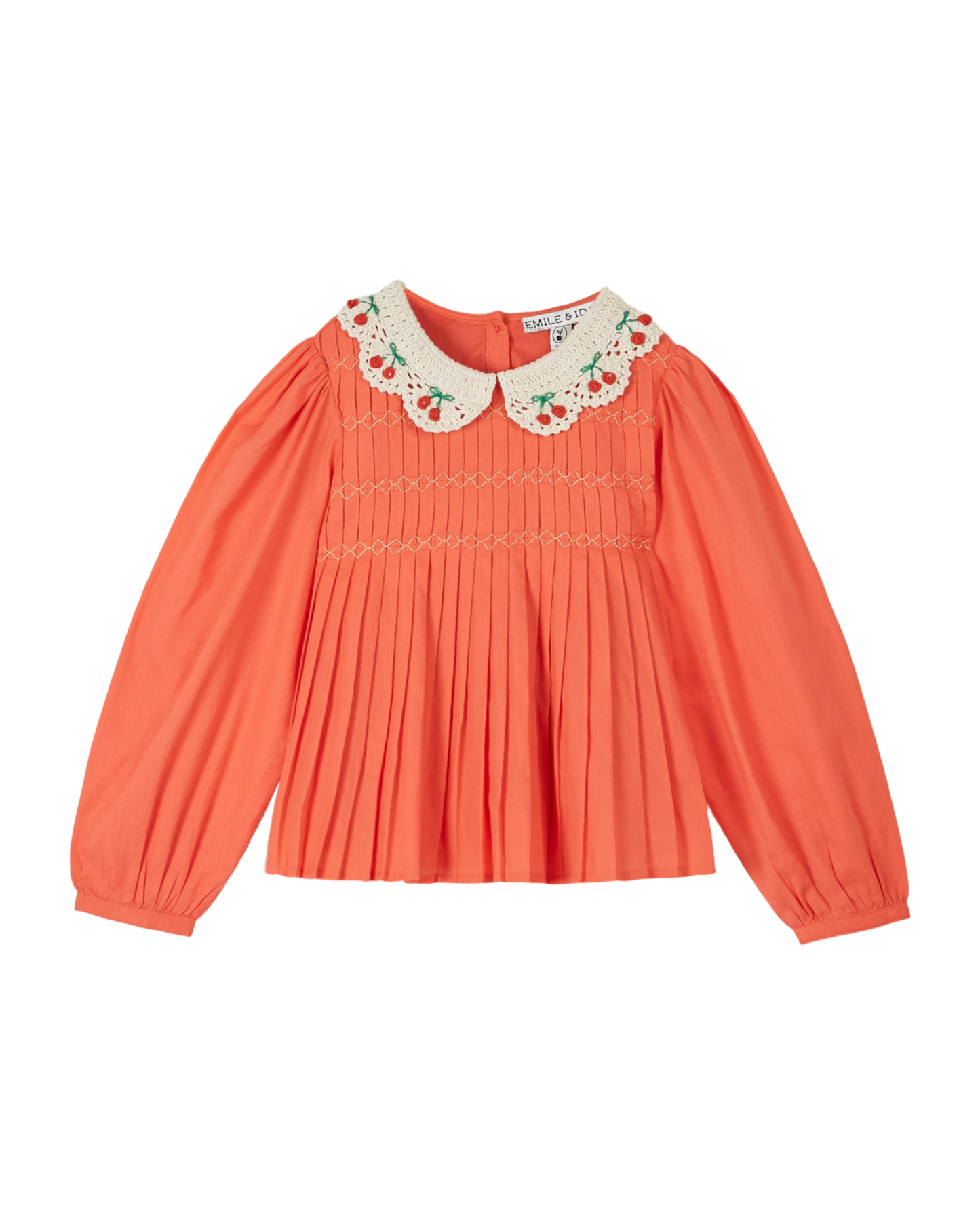 Blouse smockée col crochet pastèque