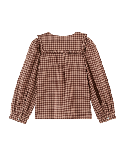 Blouse col carré vichy poudre