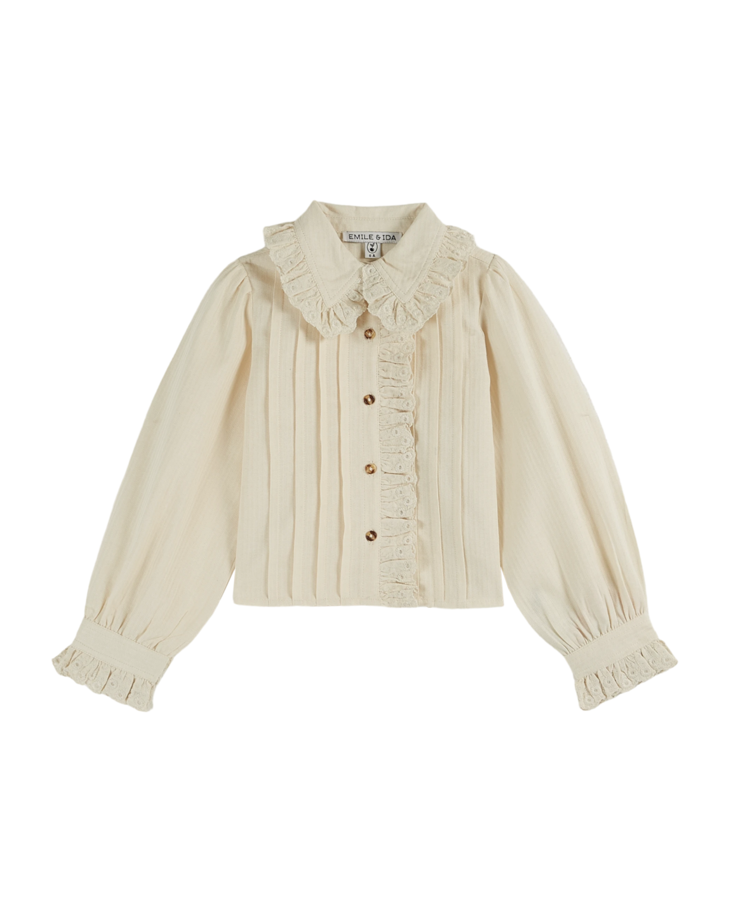 Chemisier fille vintage brodé crème