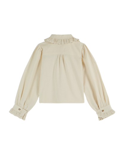Chemisier fille vintage brodé crème