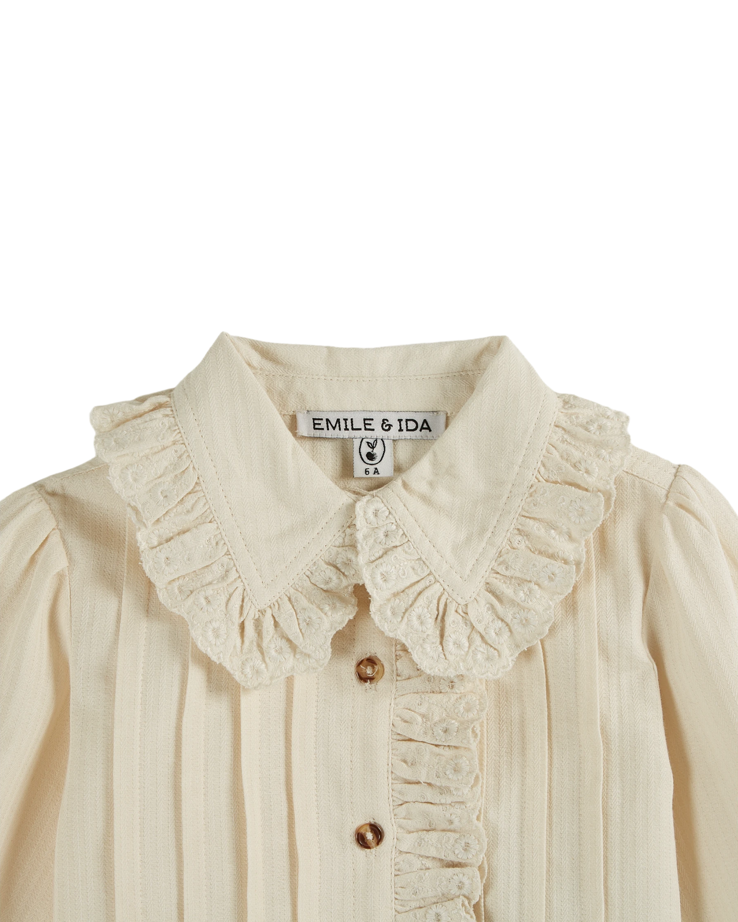 Chemisier fille vintage brodé crème