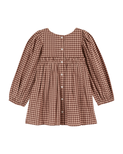 Robe smockée brodée vichy poudre