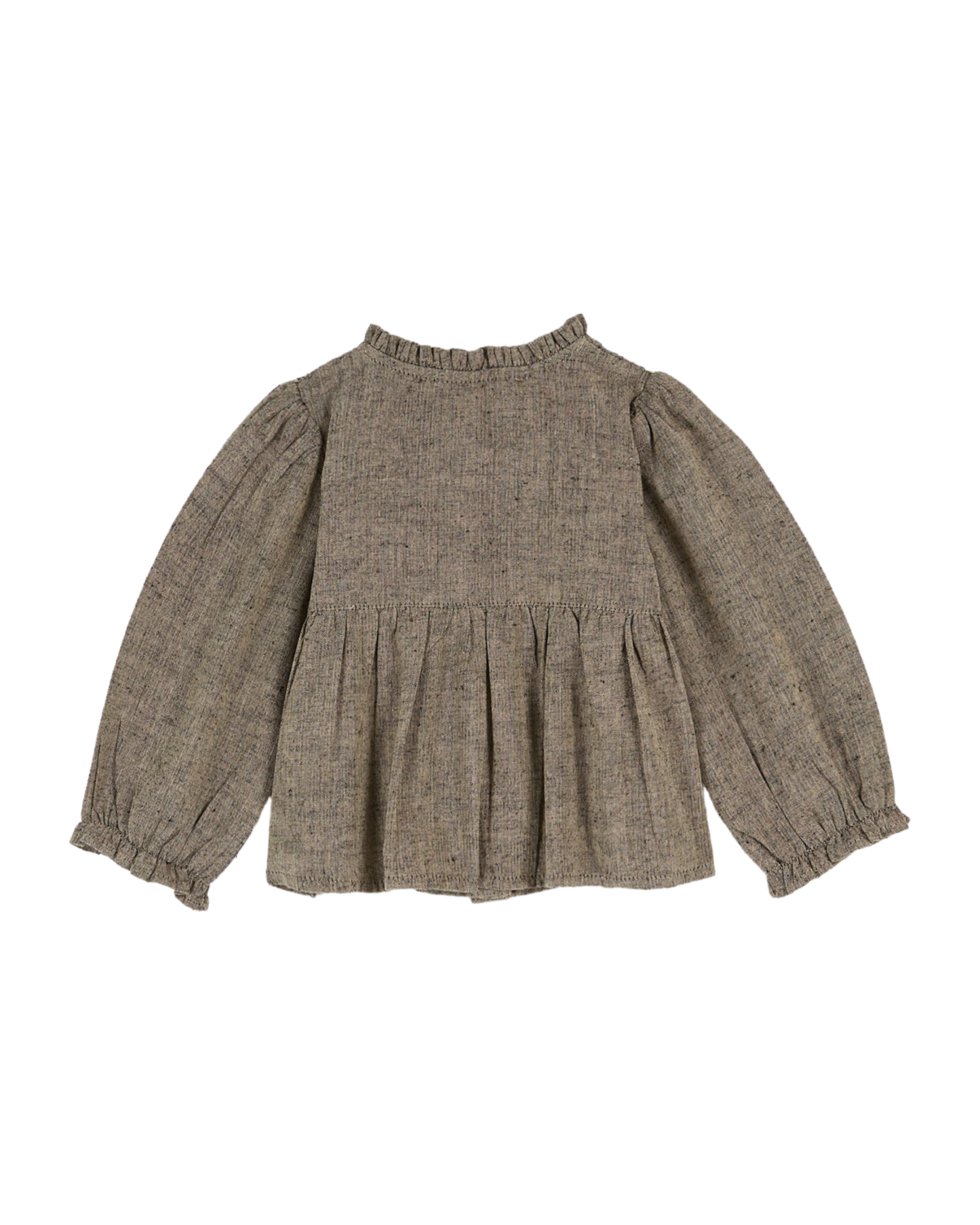 Blouse smockée brun chiné