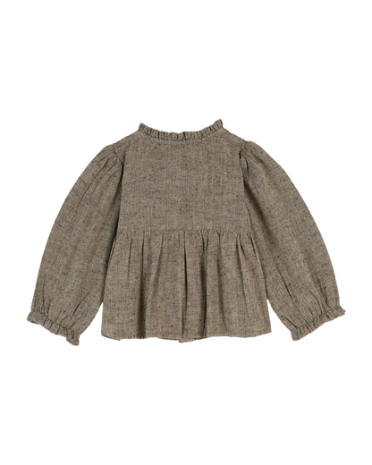 Blouse smockée brun chiné