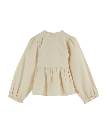 Blouse smockée crème