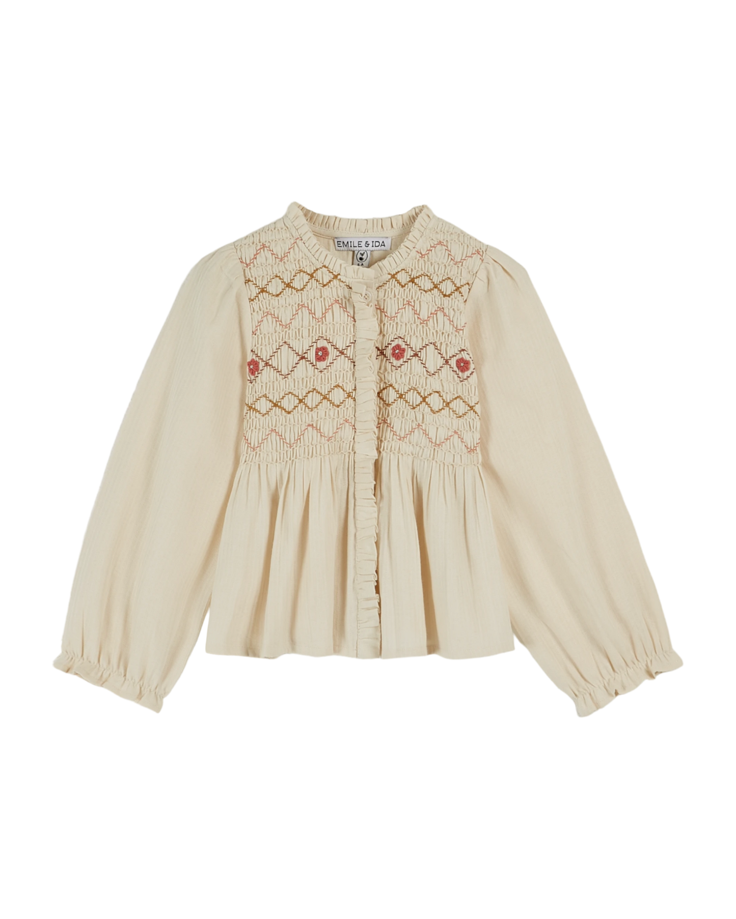 Blouse smockée crème