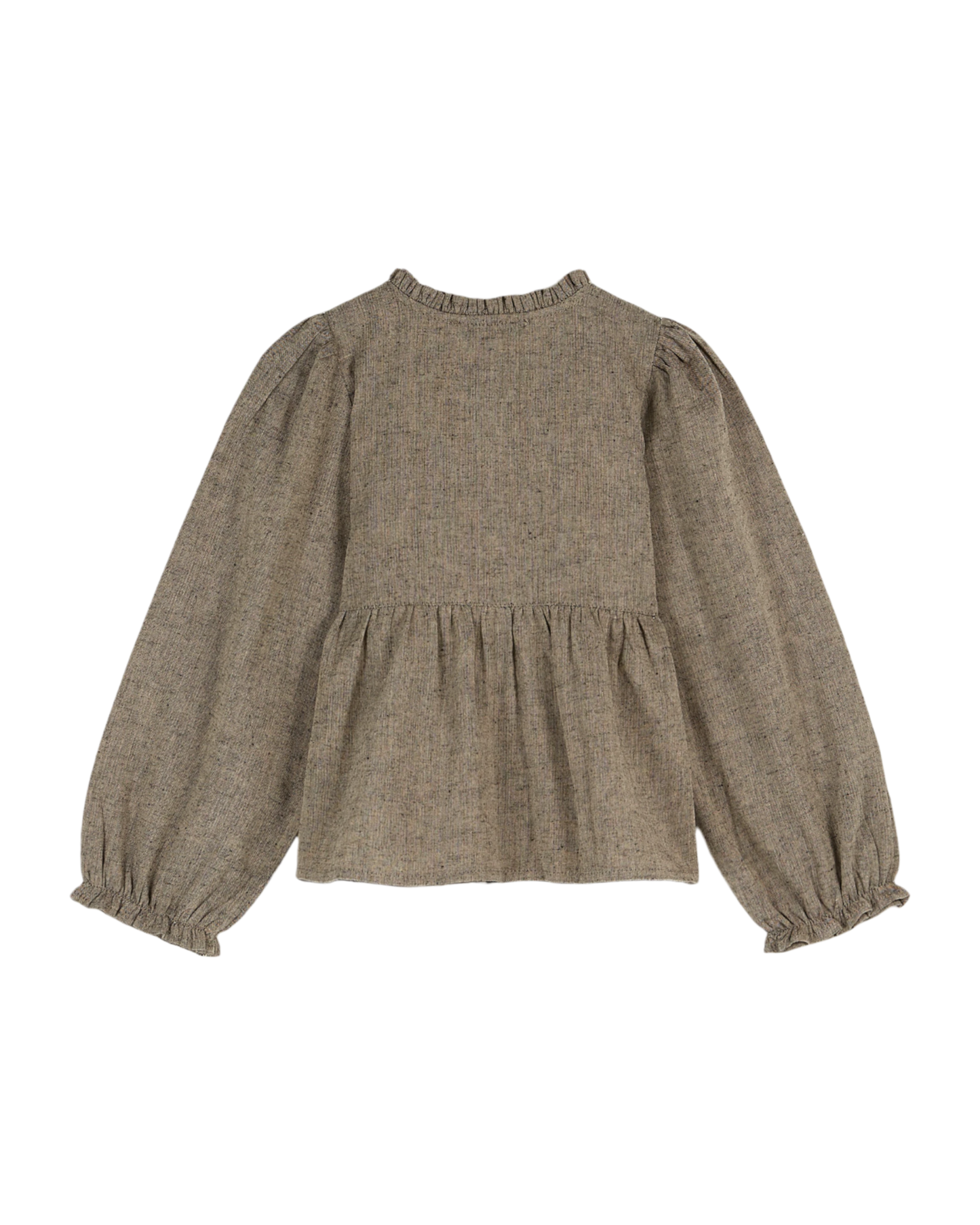Blouse smockée brun chiné