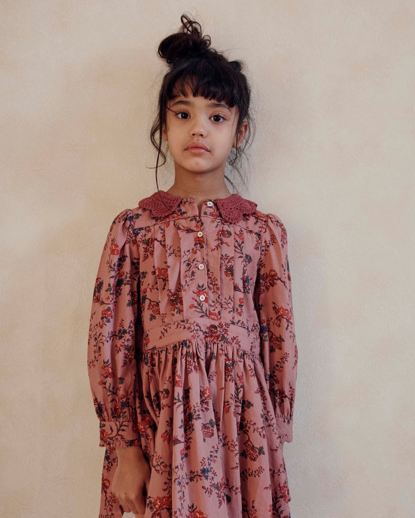 Robe col crochet orchid rose