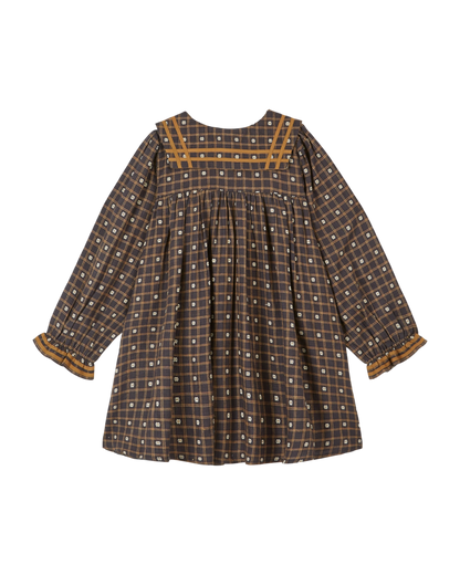 Robe col marin carreaux et fleurs noir