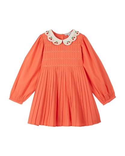 Robe smockée col crochet pastèque
