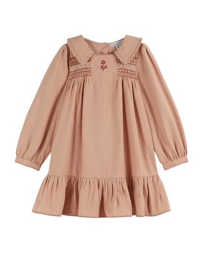 Robe vintage smockée poudre