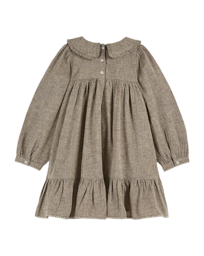 Robe vintage brodée brun chiné
