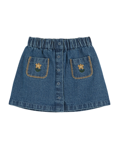 Jupe brodée denim