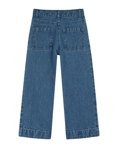 Jean brodé poches fleurs denim