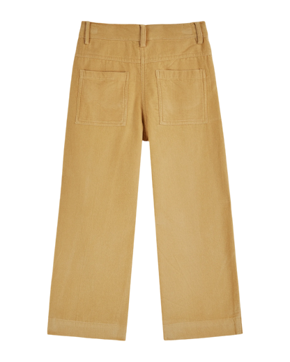 Pantalon brodé velours jaune