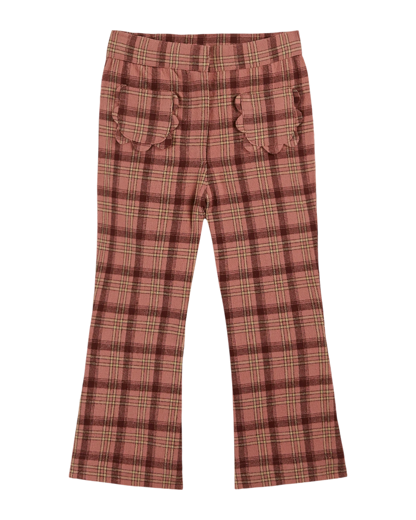 Pantalon évasé carreaux blush