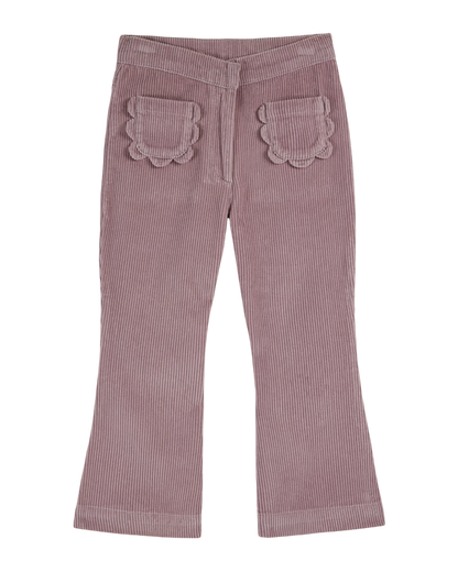 Pantalon évasé velours mauve