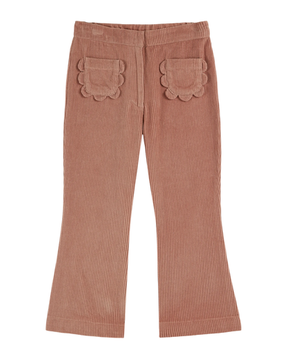 Pantalon évasé velours poudre