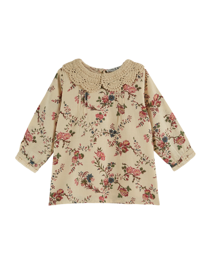 Robe bébé col brodé orchid écru