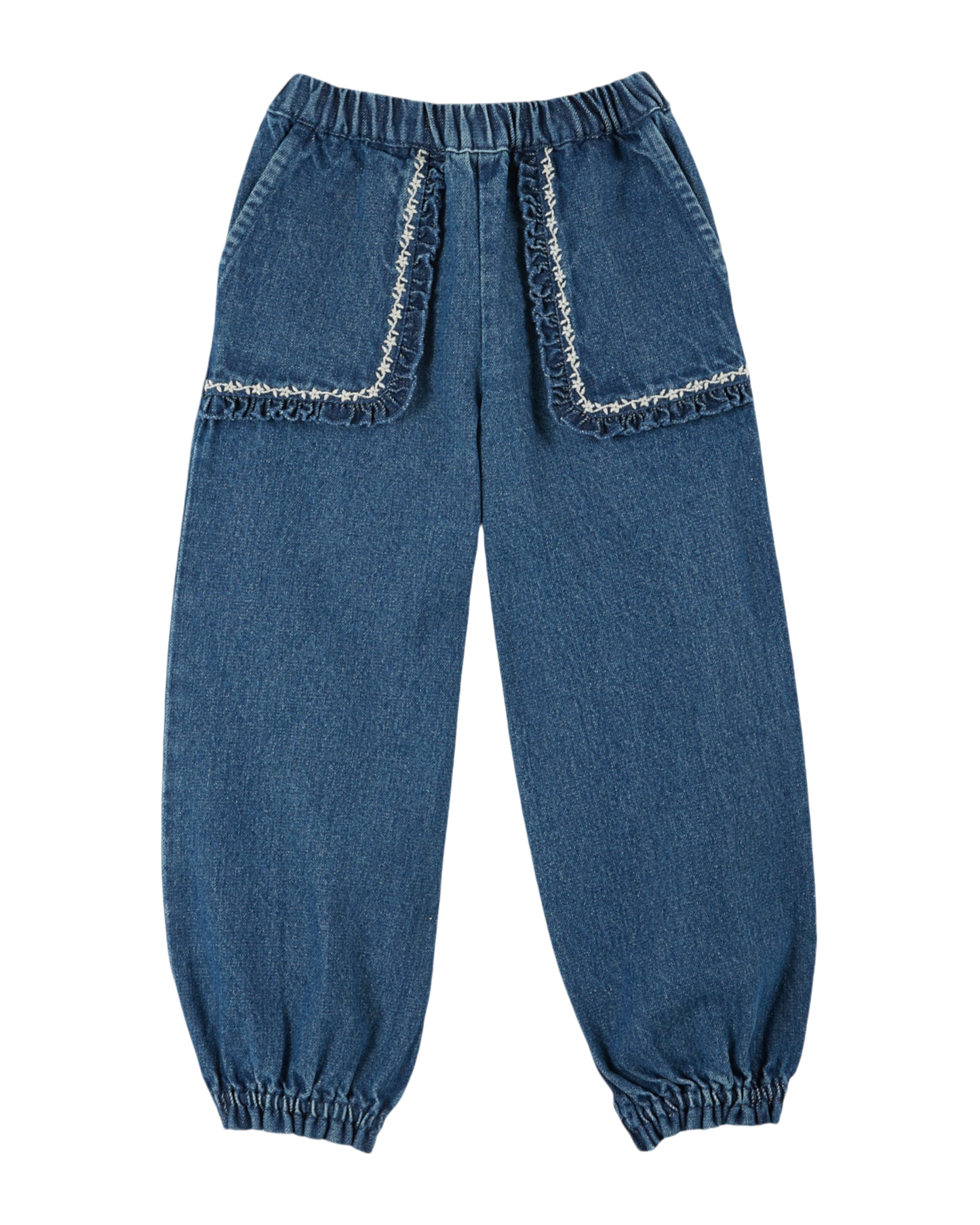 Pantalon brodé denim