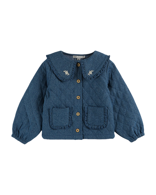 Veste matelassée brodée denim