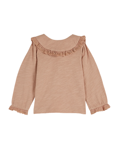 T-shirt à col coton bio poudre