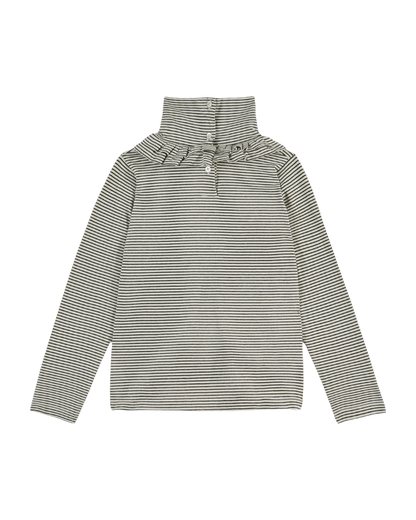 Sous-pull coton bio rayures écru et noir