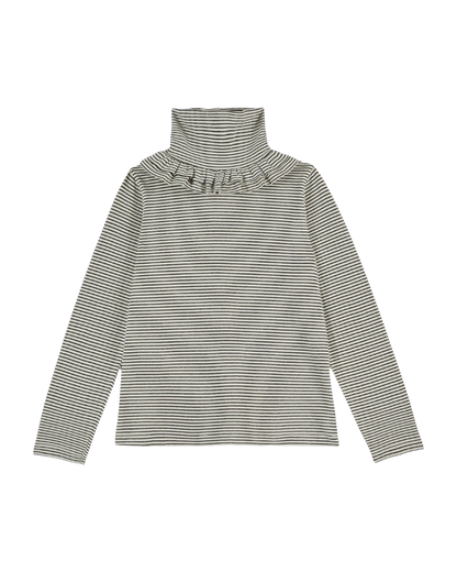 Sous-pull coton bio rayures écru et noir