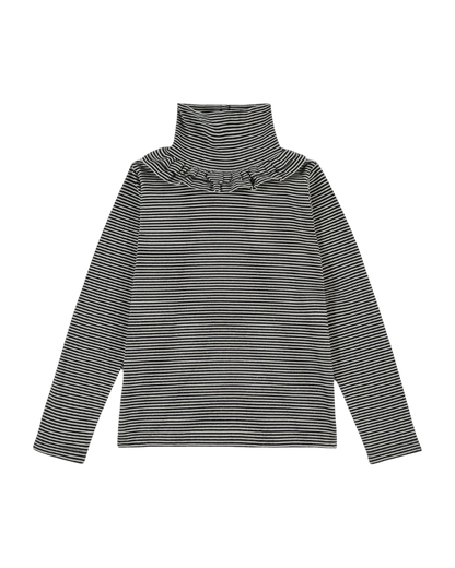 Sous-pull coton bio rayures noir et écru