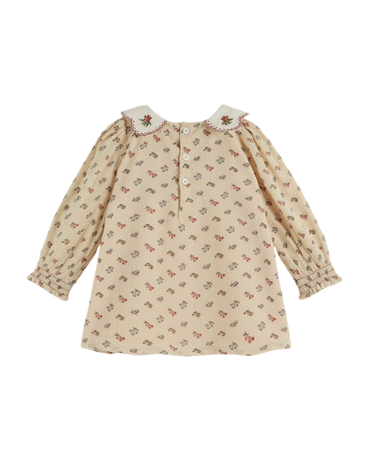 Robe voile de coton à fleurs Sorgue écru
